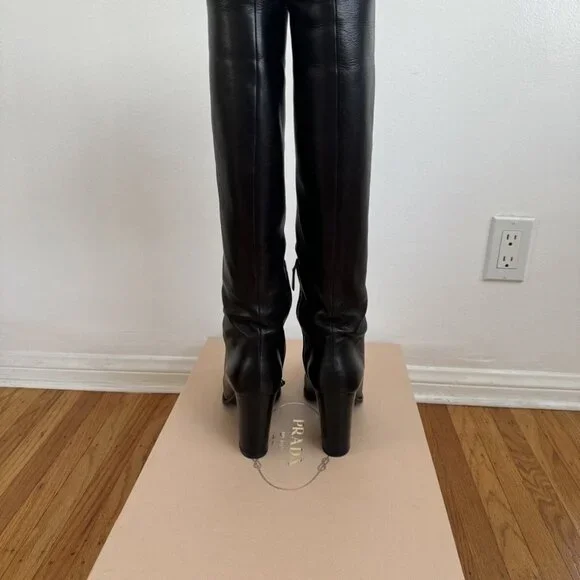 PRADA knee high leather boots Size 40/9.5 US ($1600) - Picture 2 of 11
